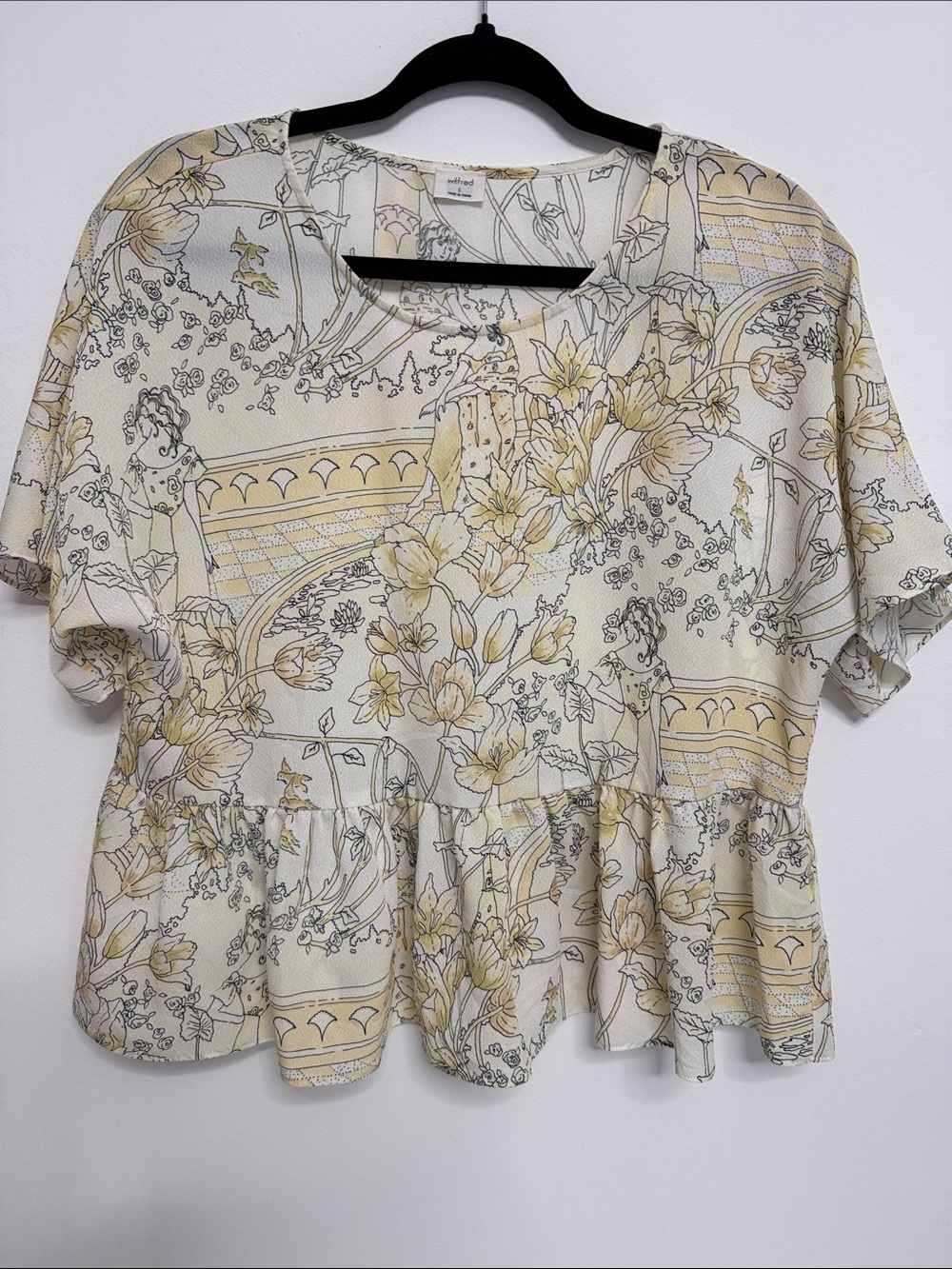 Wilfred Yellow Cream Floral Peplum Top